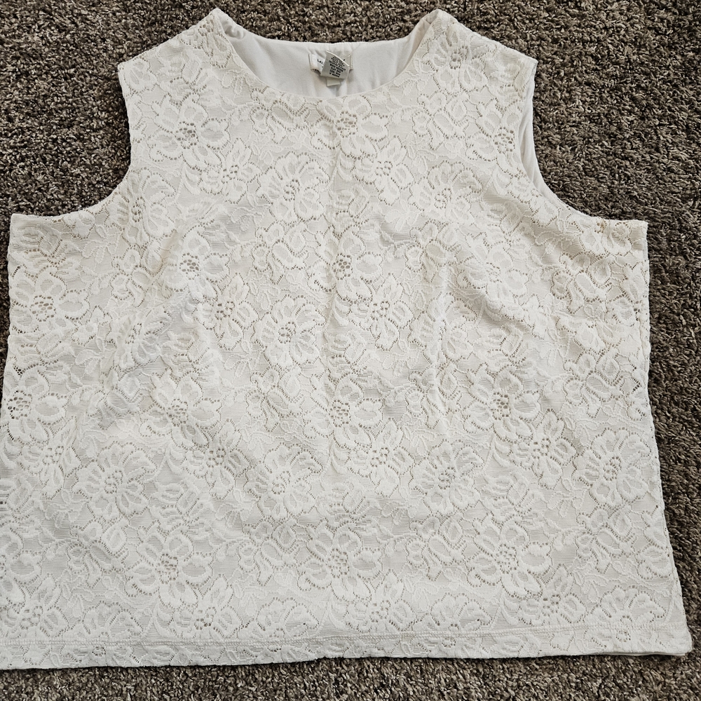 Laura Ashley Floral Lace Tank Top - White
